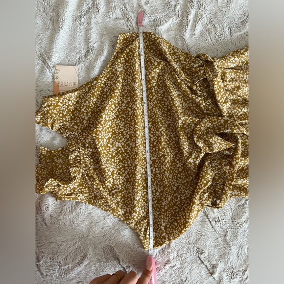 High Neck Ruffle Floral Polkadot Yellow Sundress - Picture 4 of 7